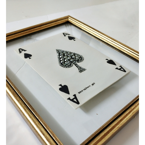 A porcelain porcelain card with Swarovski stones